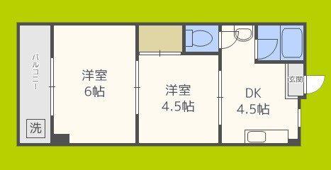 リアライズ北加賀屋(2DK/2階)の間取り写真