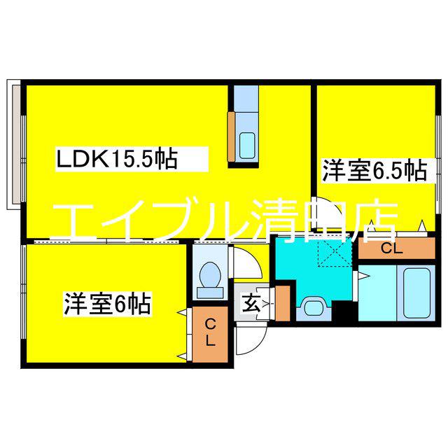 アカシアハイツB(2LDK/3階)の間取り写真
