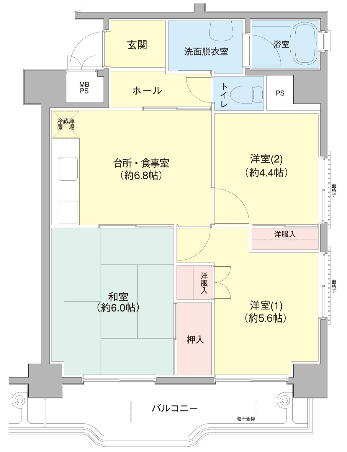 横浜若葉台3-3(3DK/12階)の間取り写真