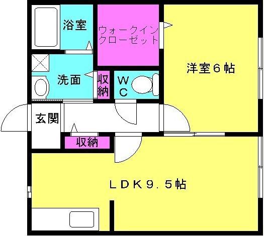 ル・シェモア(1LDK/1階)の間取り写真