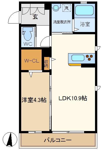 シャーメゾン桜(1LDK/1階)の間取り写真