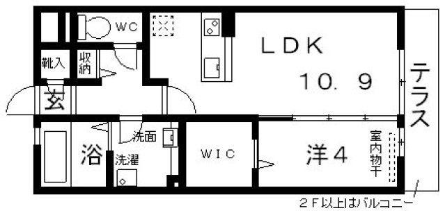 グランディール松原(1LDK/1階)の間取り写真
