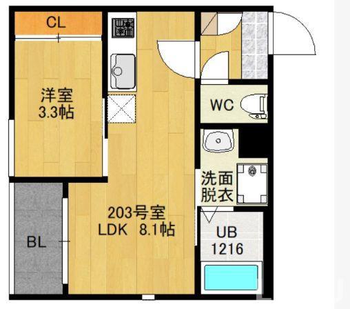 R‐SMART南仙台(1LDK/2階)の間取り写真