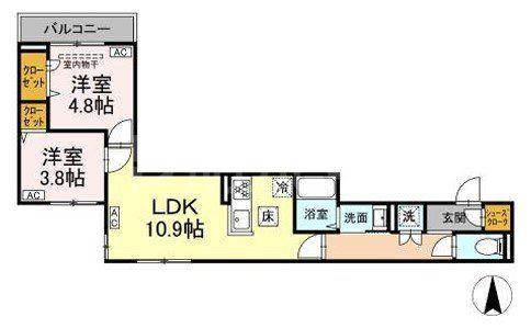 セレスティア南篠崎町(2LDK/3階)の間取り写真