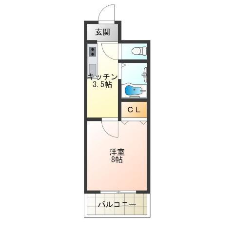 カーサテンプラード(1K/3階)の間取り写真