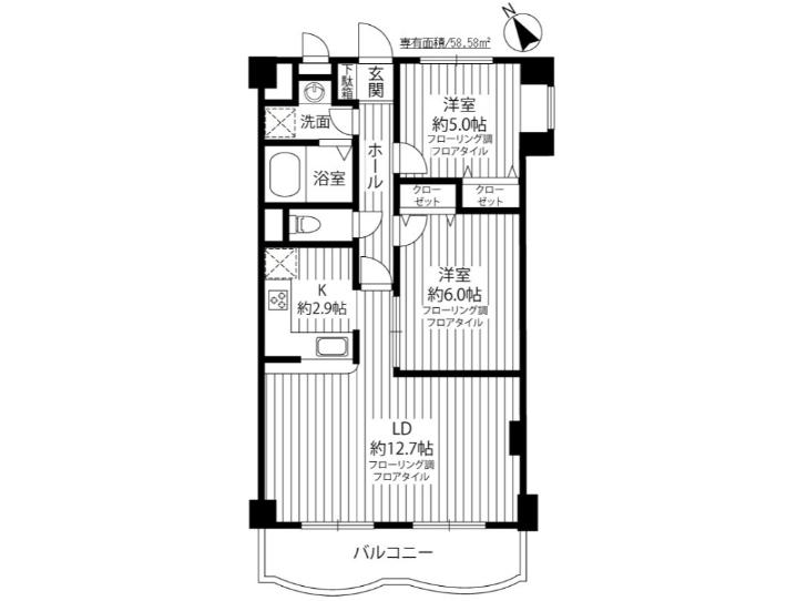 GRANSIL宮崎台(2LDK/5階)の間取り写真