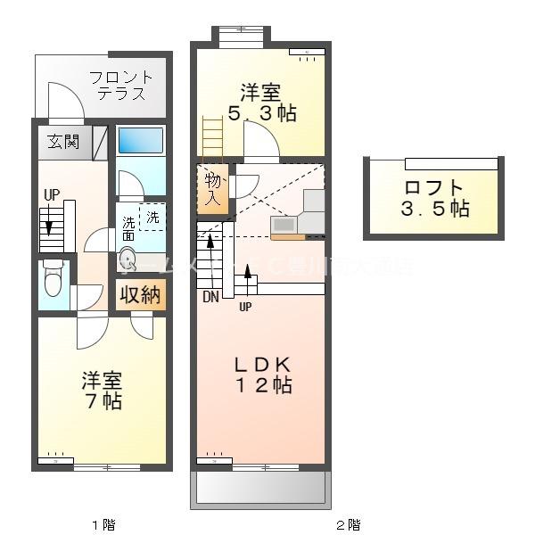 セザンヌ神野新田2(2LDK/1階)の間取り写真