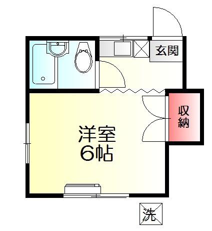 サトウハイツA棟(ワンルーム/1階)の間取り写真