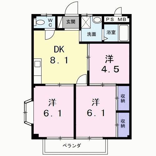BELL CITY A(3DK/2階)の間取り写真