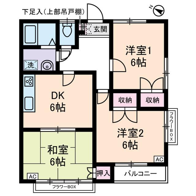 シャトル金山(3DK/2階)の間取り写真