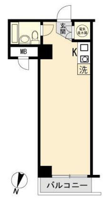シャンボール第2川崎(ワンルーム/4階)の間取り写真