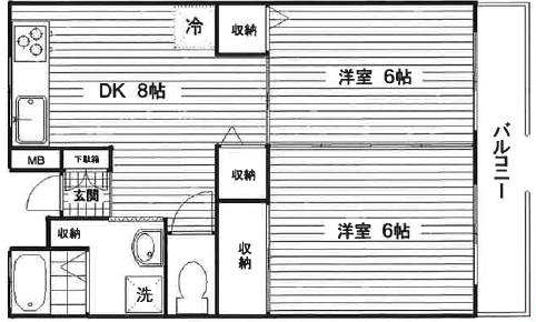 パルセヤマト(2DK/1階)の間取り写真