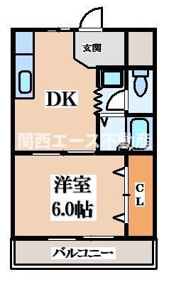 マンションヨコタ2号館(1DK/4階)の間取り写真