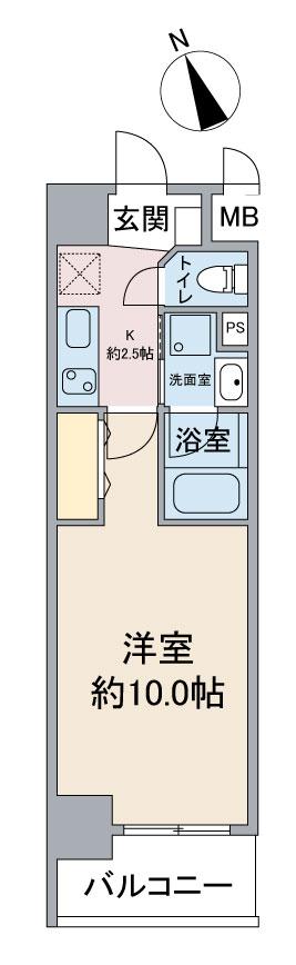 スカイコート千代田(1K/9階)の間取り写真
