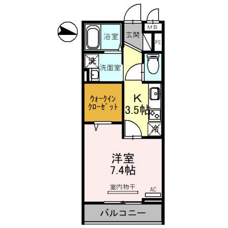 RESILIENCE B(1K/2階)の間取り写真