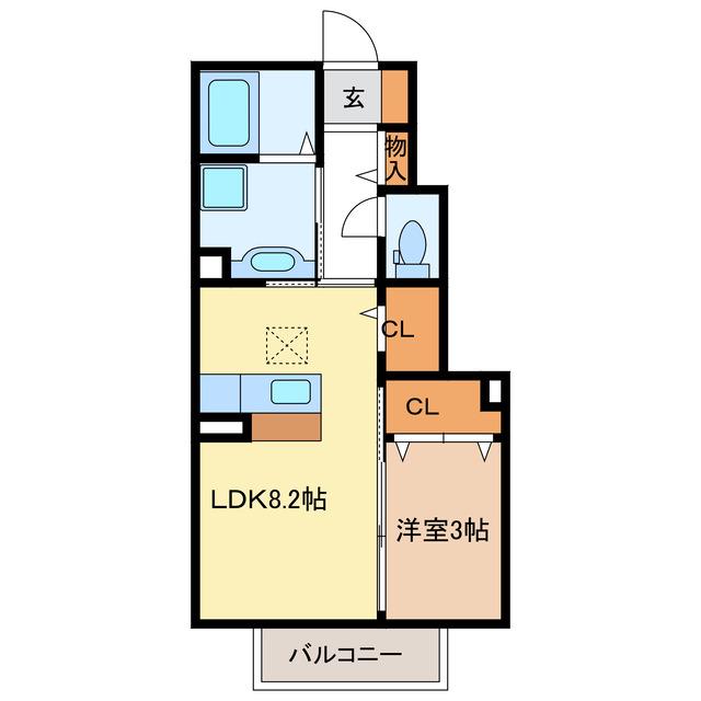 カーサ絆(1LDK/1階)の間取り写真