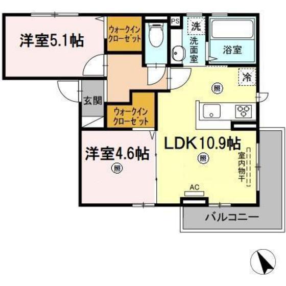 バーデン(2LDK/3階)の間取り写真