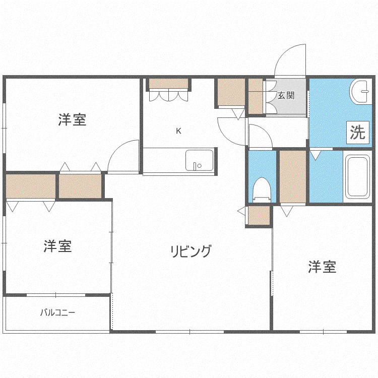ブラウニー(3LDK/2階)の間取り写真