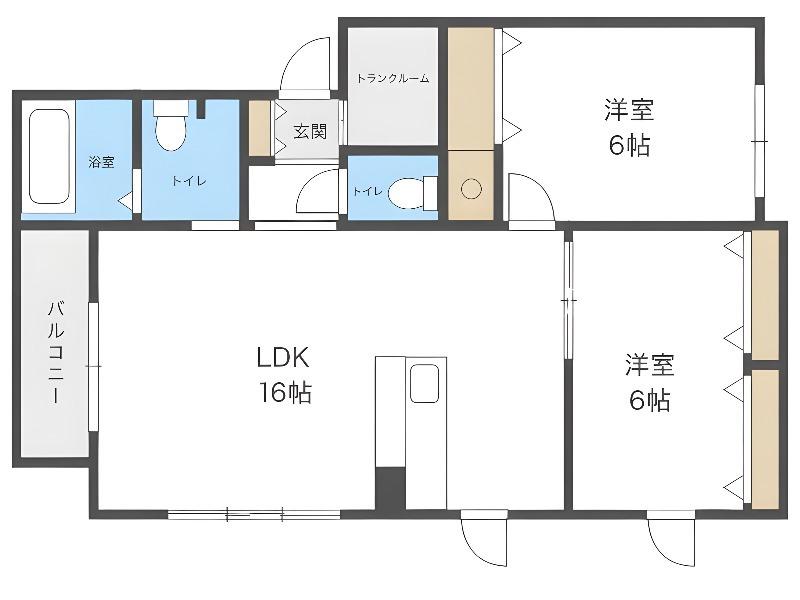 エスペランサ(2LDK/2階)の間取り写真