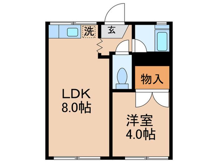 コーポ山川(1LDK/1階)の間取り写真