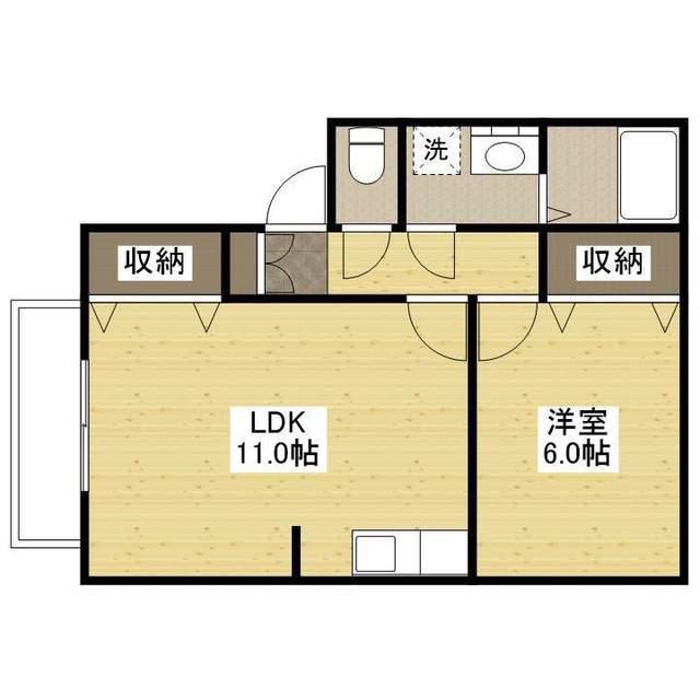 ベネフィーク柳 A棟(1LDK/2階)の間取り写真