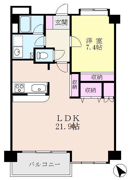 ユートビル(1LDK/7階)の間取り写真