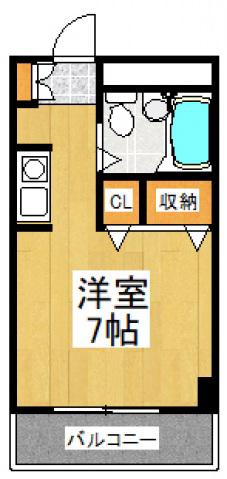 タウンハイツ鴨居(ワンルーム/2階)の間取り写真