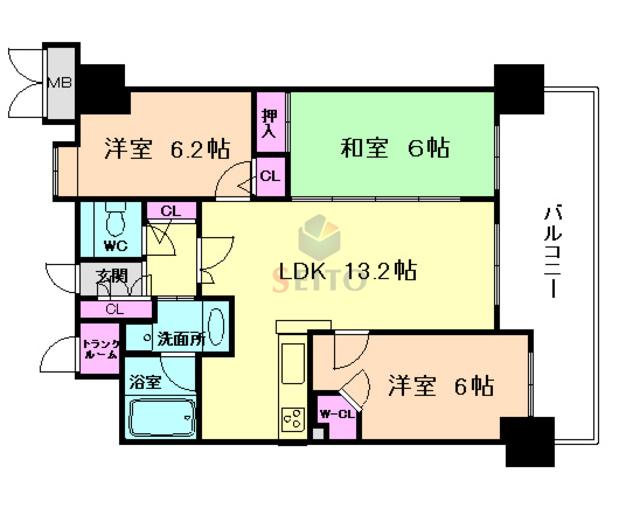 エステムコート新大阪IVパークフロント(3LDK/4階)の間取り写真