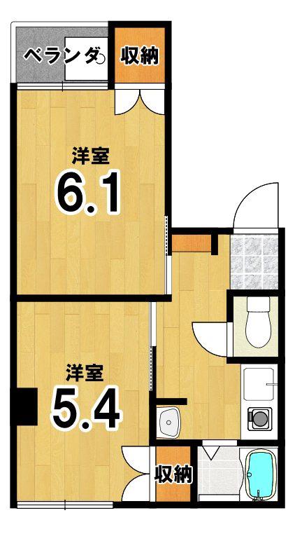 アメニティハウスII(2K/2階)の間取り写真