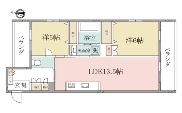 ヘーベルヴィレッジ湘南台IIIシュテルン湘南(2LDK/3階)の間取り写真