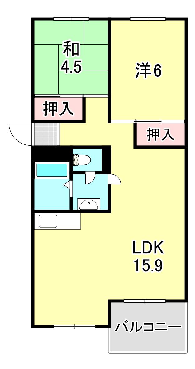 芦屋浜高層1号棟(2LDK/11階)の間取り写真
