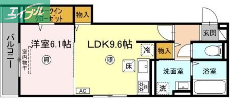 タウン清心(1LDK/1階)の間取り写真