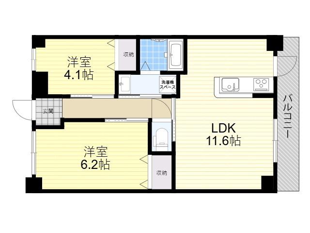 プラリア黄金野(2LDK/3階)の間取り写真