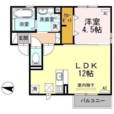 ビオトープ一の坂(1LDK/1階)の間取り写真