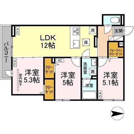 セレスティア西新井II(3LDK/1階)の間取り写真