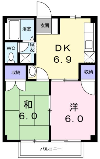 コーポ中岡(2DK/2階)の間取り写真