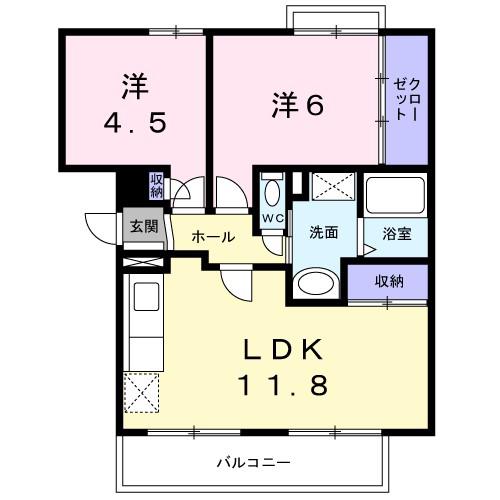 小田急小田原線 愛甲石田駅 徒歩19分 3階建 築30年(2LDK/2階)の間取り写真