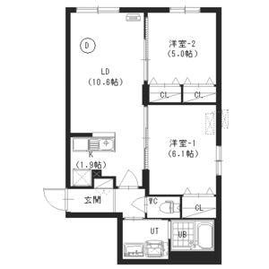 AMOUR(2LDK/4階)の間取り写真