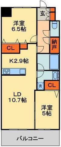 エコロジー千葉みなとレジデンス(2LDK/4階)の間取り写真