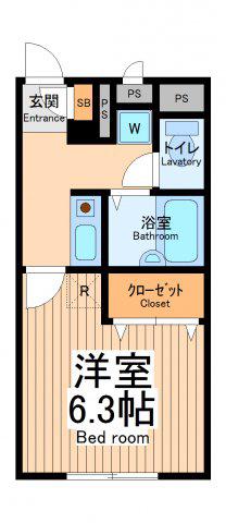 アンプルールフェールマナ(1K/2階)の間取り写真