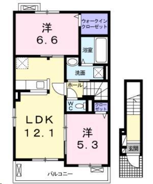 クレメント津志田(2LDK/2階)の間取り写真