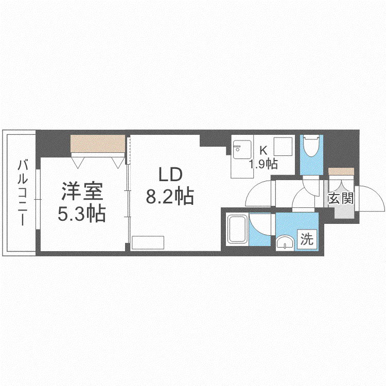 ビッグパレス南5条(1LDK/3階)の間取り写真