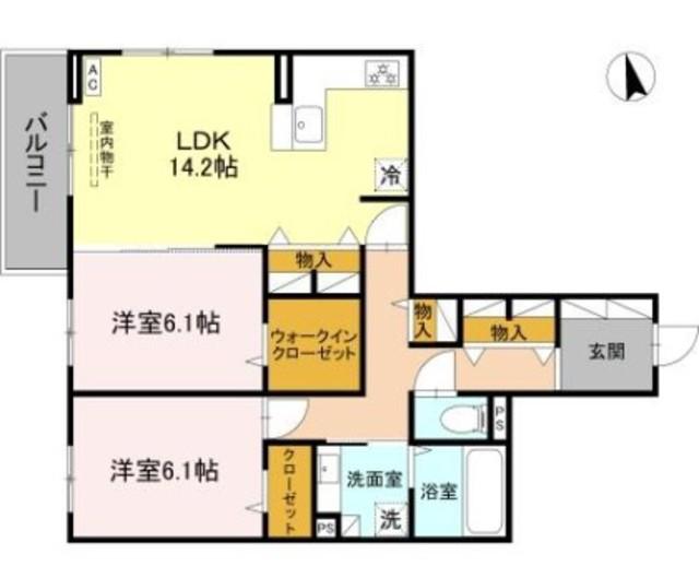 FIELD COURT(2LDK/2階)の間取り写真