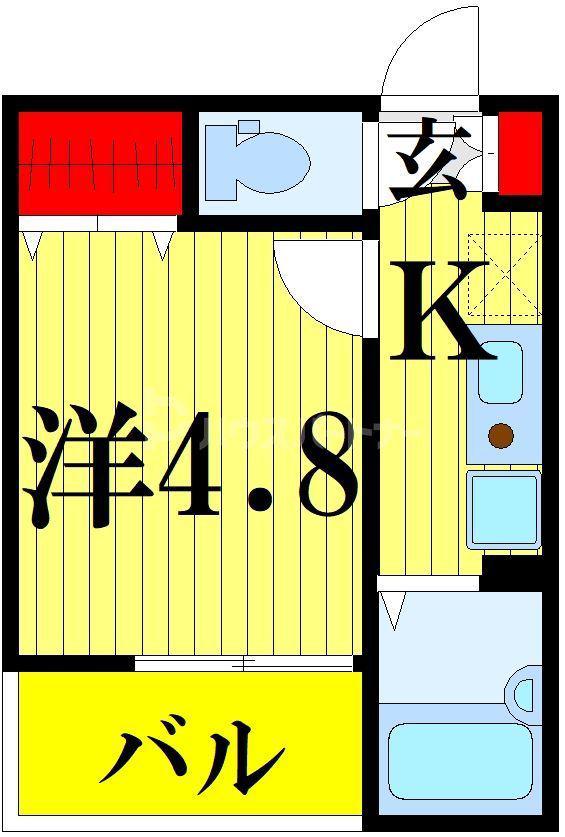 メルディア竹ノ塚2丁目II(1K/3階)の間取り写真