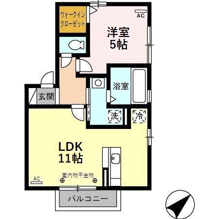 グランモア窪(1LDK/2階)の間取り写真