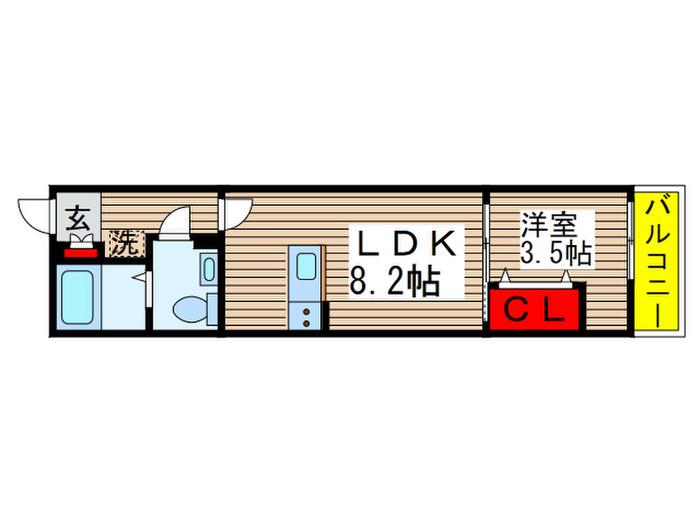 AJ勝田台(1LDK/1階)の間取り写真