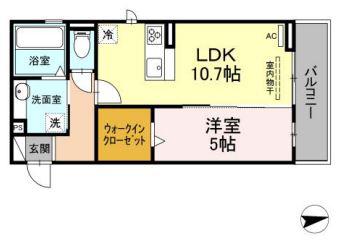 メゾン長栄(1LDK/3階)の間取り写真