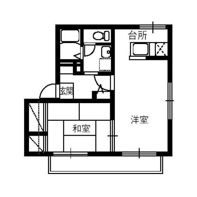 西中央ハイツII(1LDK/2階)の間取り写真