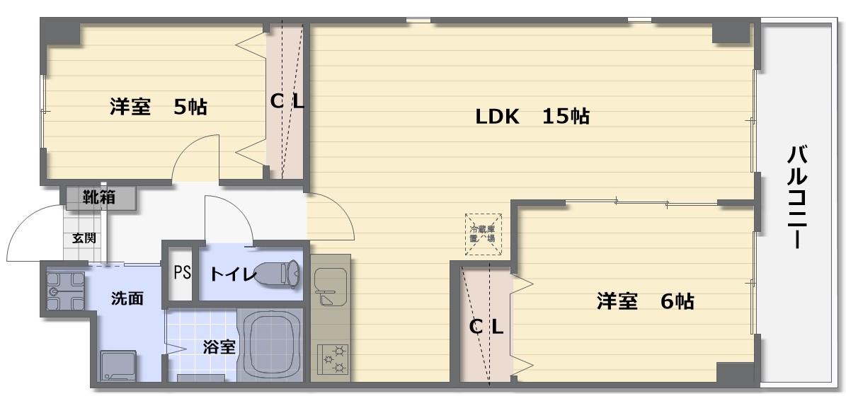 パークサイド蔵前(2LDK/1階)の間取り写真