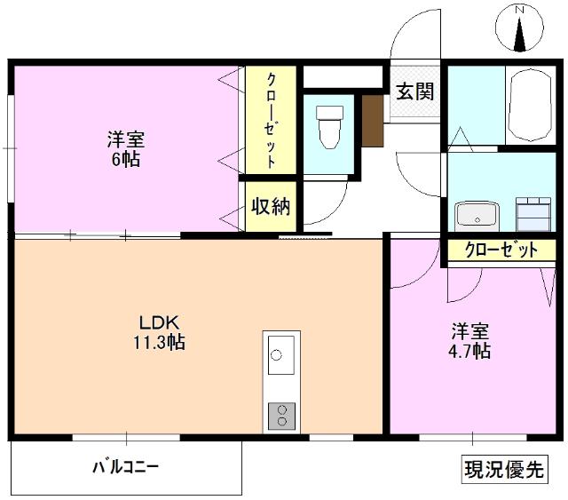 TSスクエア(2LDK/3階)の間取り写真